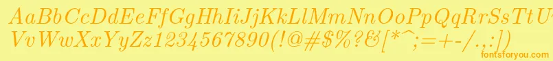 Lmroman10Italic Font – Orange Fonts on Yellow Background