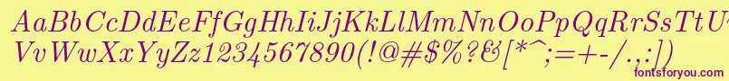 Шрифт Lmroman10Italic – фиолетовые шрифты на жёлтом фоне