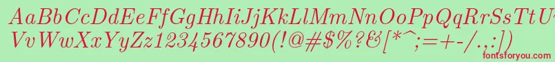 フォントLmroman10Italic – 赤い文字の緑の背景