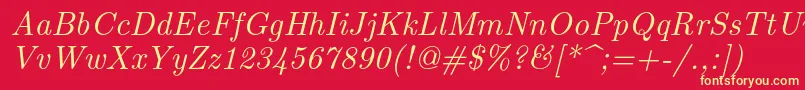 Шрифт Lmroman10Italic – жёлтые шрифты на красном фоне