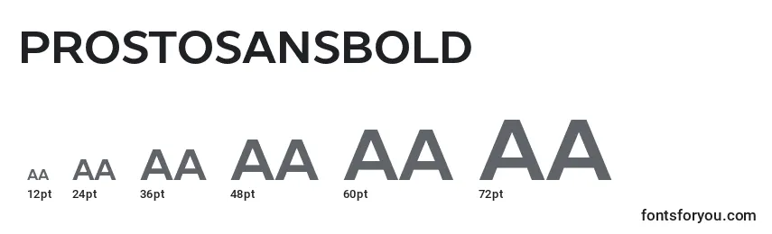 Размеры шрифта ProstoSansBold
