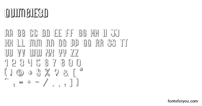 A fonte Quimbie3D – alfabeto, números, caracteres especiais