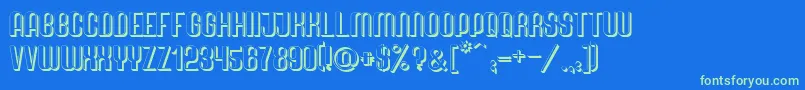 Quimbie3D Font – Green Fonts on Blue Background