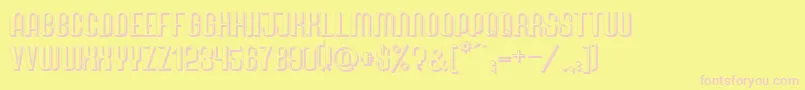 Quimbie3D-Schriftart – Rosa Schriften auf gelbem Hintergrund