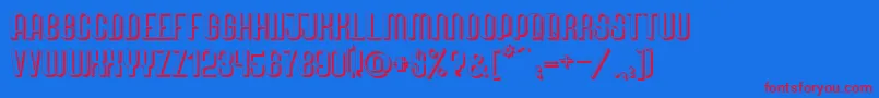 Quimbie3D-Schriftart – Rote Schriften auf blauem Hintergrund