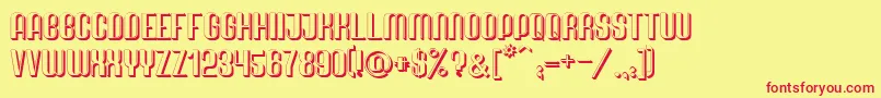 Quimbie3D-Schriftart – Rote Schriften auf gelbem Hintergrund