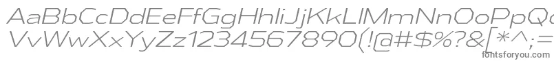 AthabascaExLtIt-fontti – harmaat kirjasimet valkoisella taustalla