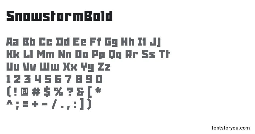 Шрифт SnowstormBold – алфавит, цифры, специальные символы