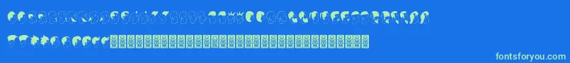 フォントProfilsdcoxy – 青い背景に緑のフォント