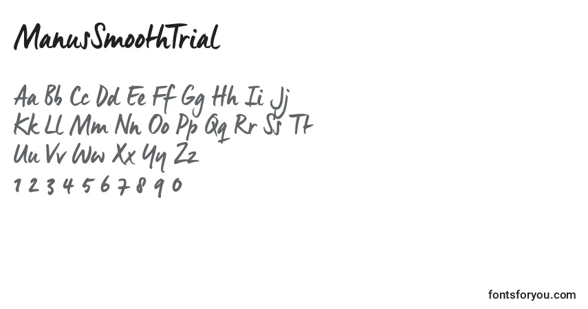 Schriftart ManusSmoothTrial (72831) – Alphabet, Zahlen, spezielle Symbole