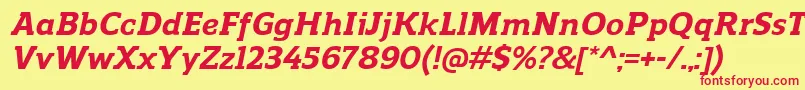 ReganslabExtrabolditalic Font – Red Fonts on Yellow Background