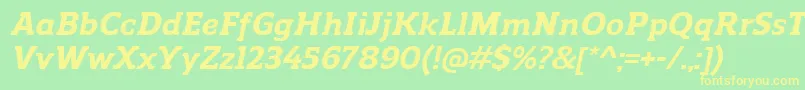 フォントReganslabExtrabolditalic – 黄色の文字が緑の背景にあります