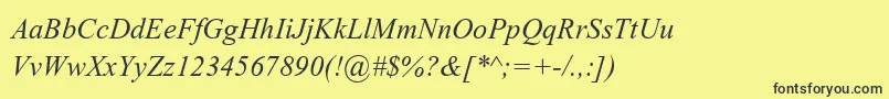 Czcionka AparajitaItalic – czarne czcionki na żółtym tle