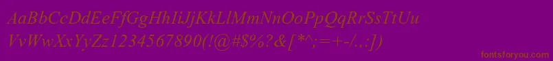 AparajitaItalic Font – Brown Fonts on Purple Background