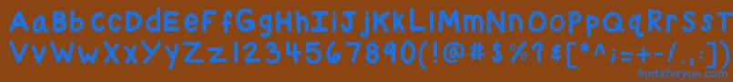 Kbchubby Font – Blue Fonts on Brown Background