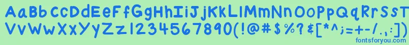 Kbchubby Font – Blue Fonts on Green Background
