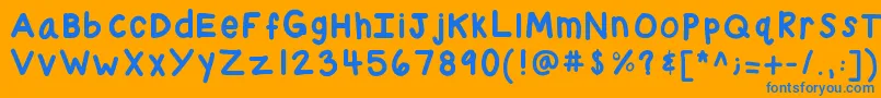 Kbchubby-Schriftart – Blaue Schriften auf orangefarbenem Hintergrund