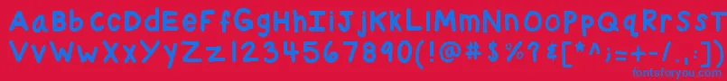 Kbchubby-Schriftart – Blaue Schriften auf rotem Hintergrund