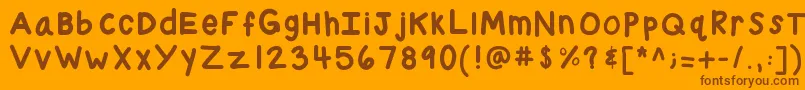 Kbchubby-Schriftart – Braune Schriften auf orangefarbenem Hintergrund