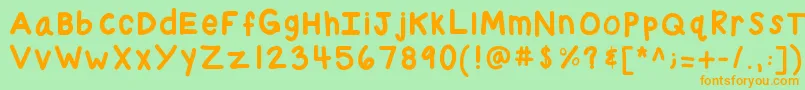 Kbchubby-Schriftart – Orangefarbene Schriften auf grünem Hintergrund