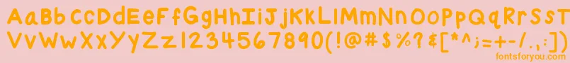 Kbchubby-Schriftart – Orangefarbene Schriften auf rosa Hintergrund