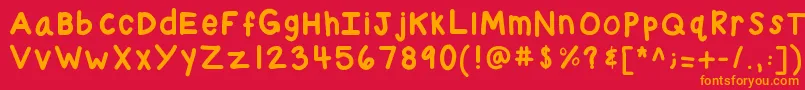フォントKbchubby – 赤い背景にオレンジの文字