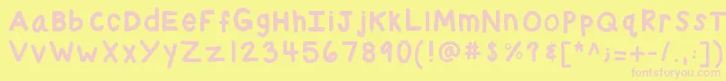 フォントKbchubby – ピンクのフォント、黄色の背景