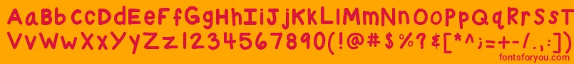 Kbchubby-Schriftart – Rote Schriften auf orangefarbenem Hintergrund