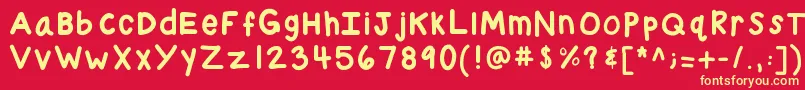 フォントKbchubby – 黄色の文字、赤い背景