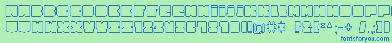Fonte CubesityRoundedOutlineV2 – fontes azuis em um fundo verde