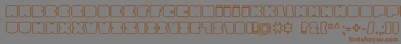 フォントCubesityRoundedOutlineV2 – 茶色の文字が灰色の背景にあります。