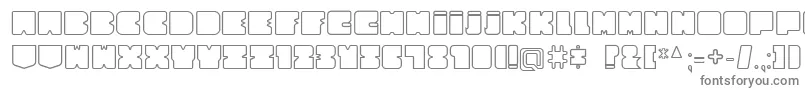 CubesityRoundedOutlineV2-fontti – harmaat kirjasimet valkoisella taustalla