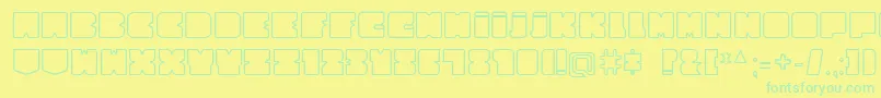 CubesityRoundedOutlineV2 Font – Green Fonts on Yellow Background