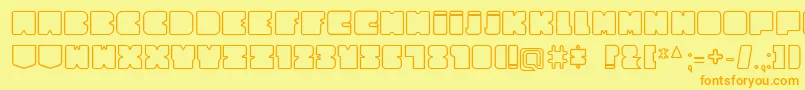 フォントCubesityRoundedOutlineV2 – オレンジの文字が黄色の背景にあります。