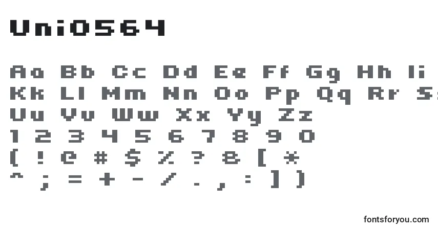 Schriftart Uni0564 – Alphabet, Zahlen, spezielle Symbole