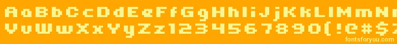 Uni0564-Schriftart – Gelbe Schriften auf orangefarbenem Hintergrund
