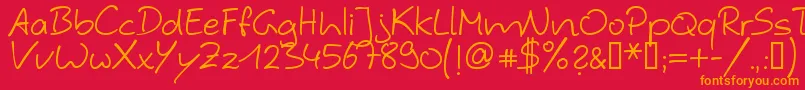 Fonte Hybi4 ffy – fontes laranjas em um fundo vermelho