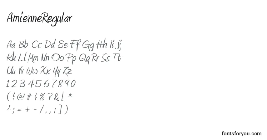 Fuente AmienneRegular - alfabeto, números, caracteres especiales