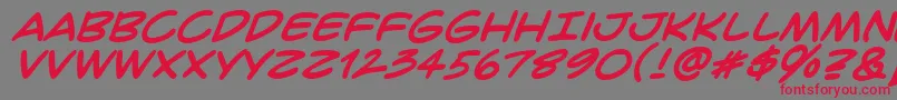 CrimefighterBbBold-fontti – punaiset fontit harmaalla taustalla
