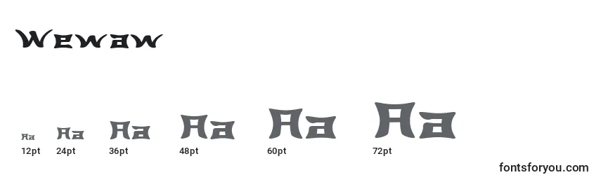 Größen der Schriftart Wewaw