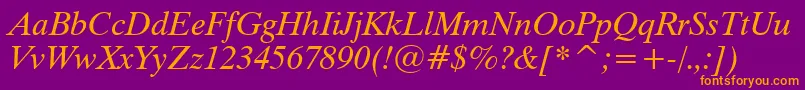 Dutch801ItalicWin95bt Font – Orange Fonts on Purple Background