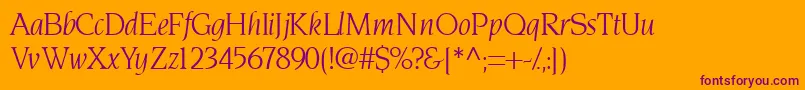 TridentsskItalic-Schriftart – Violette Schriften auf orangefarbenem Hintergrund