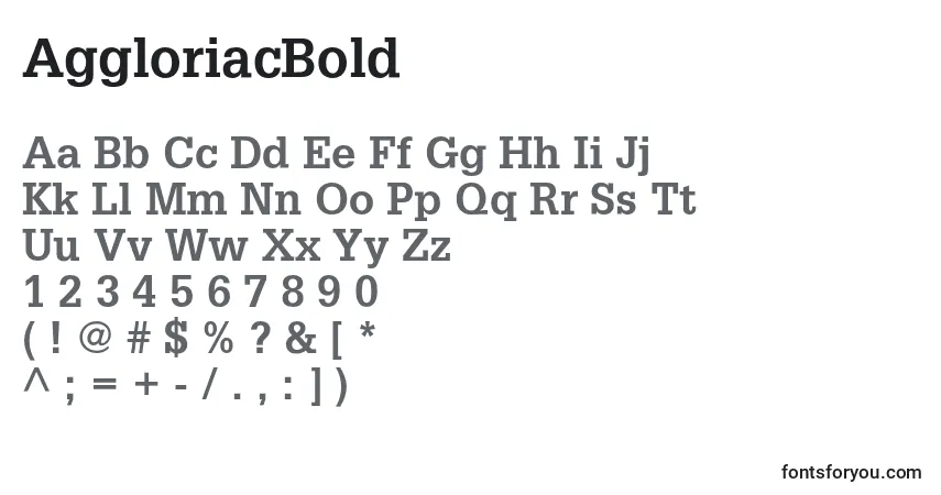 Schriftart AggloriacBold – Alphabet, Zahlen, spezielle Symbole
