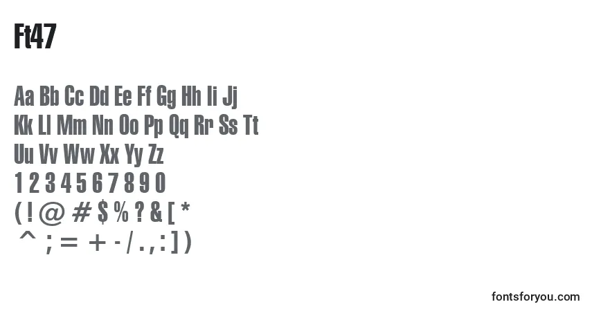 Czcionka Ft47 – alfabet, cyfry, specjalne znaki