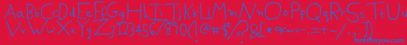 TicketsToEltonJohn-Schriftart – Blaue Schriften auf rotem Hintergrund