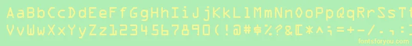 フォントOcrA – 黄色の文字が緑の背景にあります