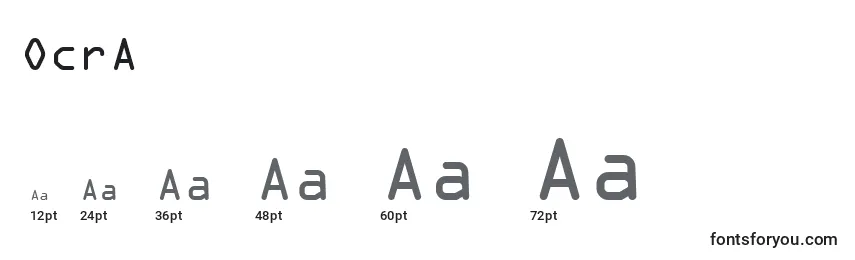 Größen der Schriftart OcrA