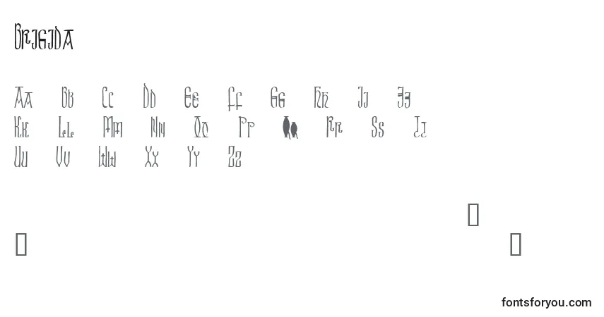 Brigida-fontti – aakkoset, numerot, erikoismerkit