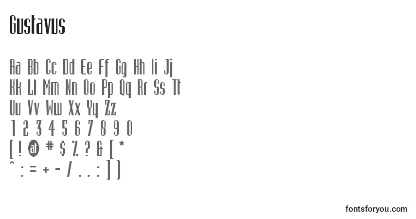 Gustavus-fontti – aakkoset, numerot, erikoismerkit