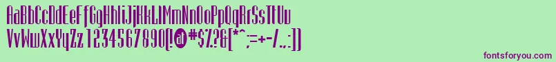 フォントGustavus – 緑の背景に紫のフォント
